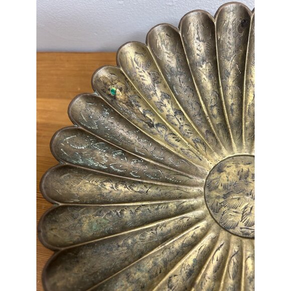 Sarna Brass India Footed Etched Trinket Dish Anthropology Vibe Boho Beauty - Picture 6 of 8